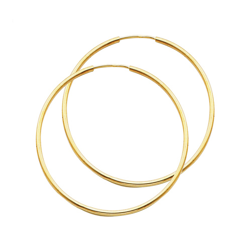 Polished Endless Large Hoop Earrings - 14K Yellow Gold 1.5mm x 2 inch
