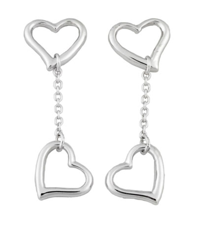 Silver Heart Drop Earring