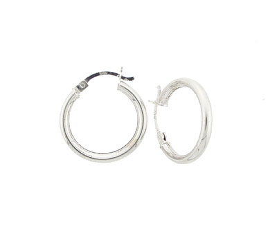 14k White Gold 2.5mm Hoops Earrings 23mm