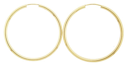 14k Yellow Gold 1mm Hoops Earrings 37mm jewelry