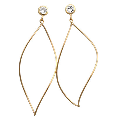 14k Yellow Gold Leaf Wire Earrings