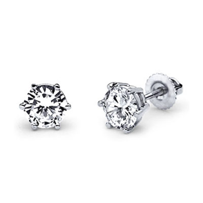 14k 6 Prong Round Solitaire Diamond Stud Earrings 1.25ctw