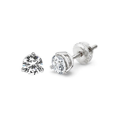 14K 3 Prong Round Solitaire Diamond Stud Earrings 0.65ctw
