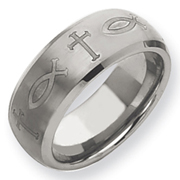 Tungsten Beveled Edge Brushed Polished 8mm Band