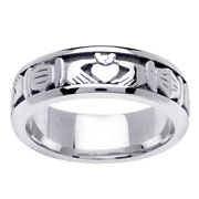 His or Hers Claddagh 14K White Gold Wedding Band