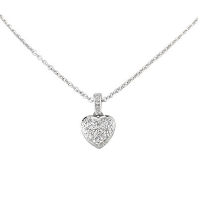 Cubic Zirconia Pave Heart Necklace