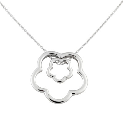 Silver Flower within a Flower Necklace