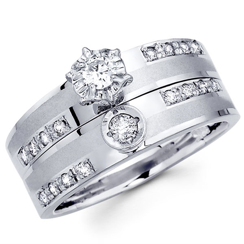 14K White Gold Dulcea Round Diamond Wedding Ring Set