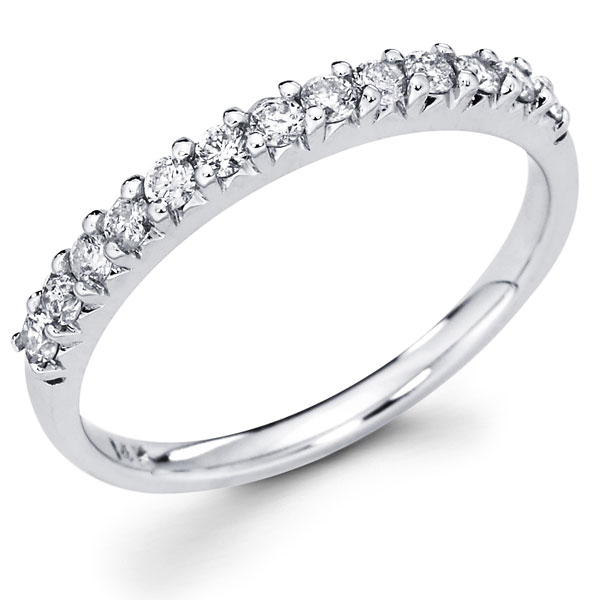 14K White Gold Prong Set Round Diamond Wedding Band 0.37 ctw