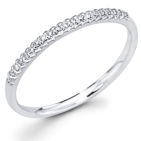 Pave Set 14K White Gold Diamond Wedding Ring 0.10 ctw