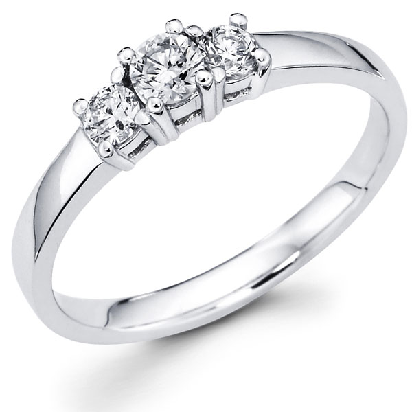 Round Diamond Three Stone Engagement Ring 0.34 ctw