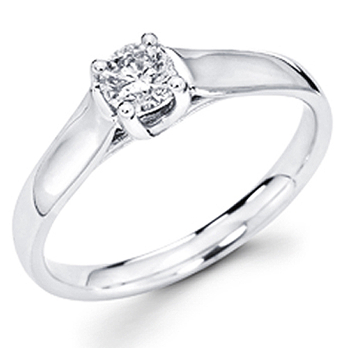 14K White Gold 0.33ctw Round Diamond Solitaire Engagement Ring