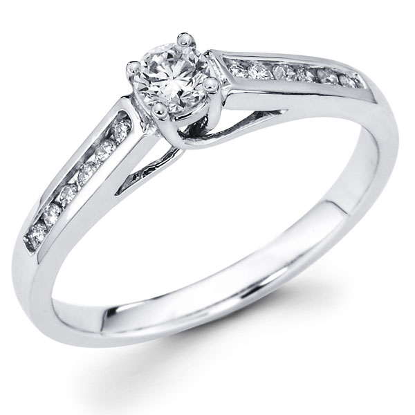 Round Diamond Center Prong Set Bridal Ring in 14K Gold 0.35