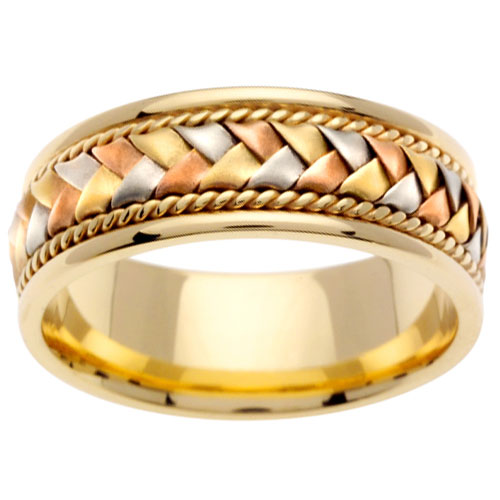 8.5mm 14K Tri Color Woven Handmade Band