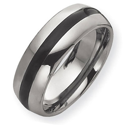 Enameled Stripe on 8mm Polished Tungsten Band