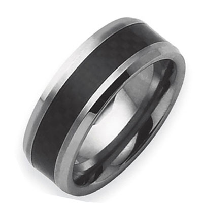 Carbon Fibor Inlay on 8mm Tungsten Band