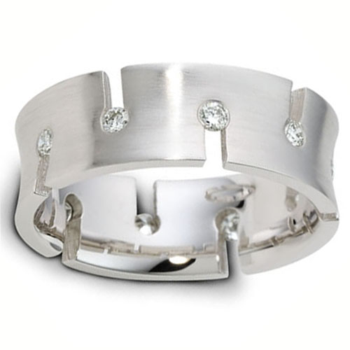 Diamond 18K White Gold Staggered Dora Wedding Ring  0.25 tcw