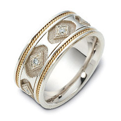 0.10 tcw Diamond 14K Two Tone Gold Dora Wedding Band