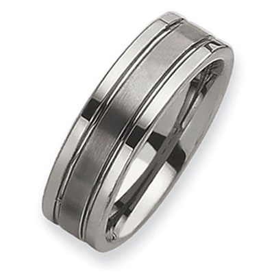 Grooved 8mm Flat Brushed Polished Tungsten Band