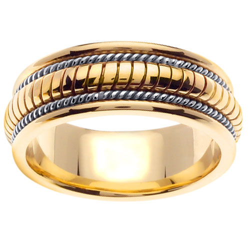 8mm 14k Two Tone Designer Handmade Band