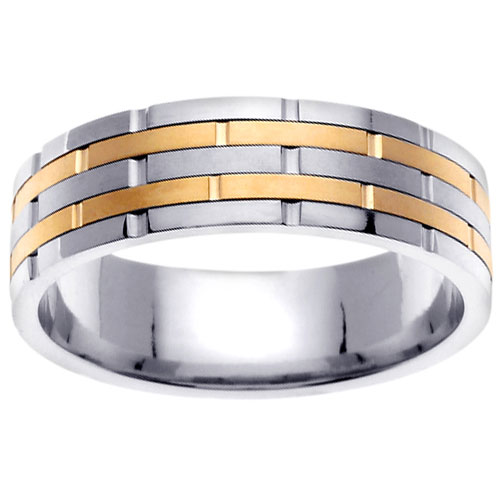 14kt Two Tone Designer Pattern Wedding Band