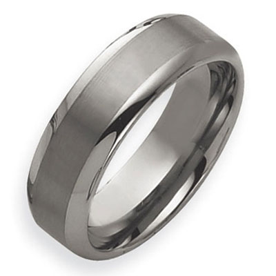 Rounded Edge 8mm Tungsten Brushed Polished Band