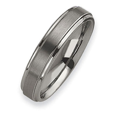 Ridged Edge 6mm Brushed Polished Tungsten Band
