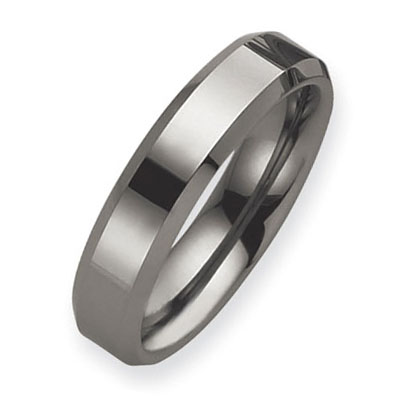 Polished 6mm Beveled Edge 6mm Tungsten Band