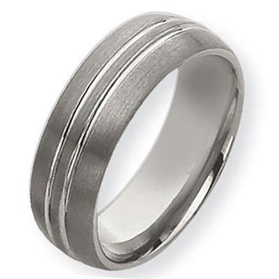 Tungsten Brushed Polished Grooved 8mm Tungsten Band
