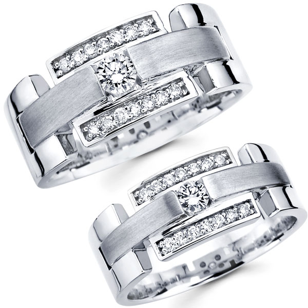 Wedding Rings    on Matching His Hers 14k White Gold Diamond Wedding Rings