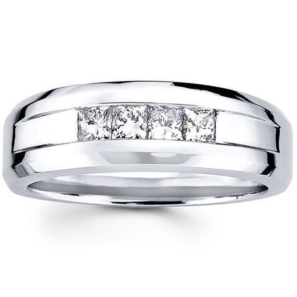 Princess Diamond Channel Set 14K White Gold Wedding Band