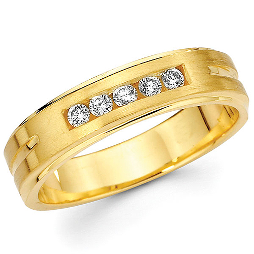 His or hers Channel Set 14K Yellow Gold Diamond Wedding Band
