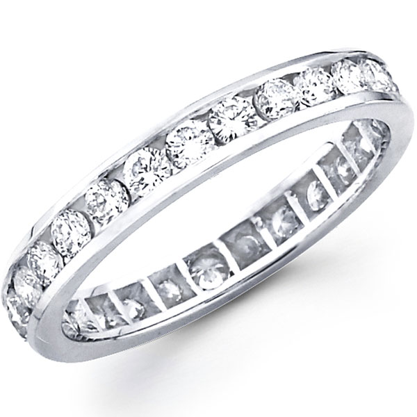 14K White Gold Round Diamond Channel Set Eternity Band 1.07-1.19 ctw 14K White Gold Round Diamond Channel Set Eternity Band 1.07-1.19 ctw