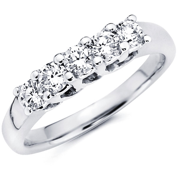 14KW Round Diamond 5 Stones Shared Prong Band 0.55Ct
