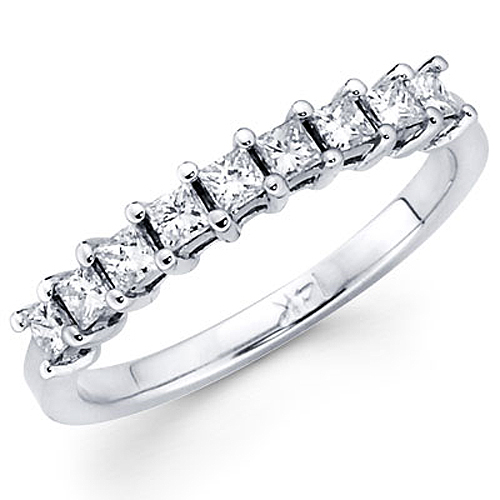 14K White Gold Princess Cut Prong Set Diamond Ring