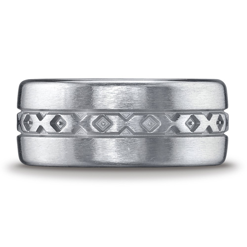 Argentium Silver 10mm Comfort Fit Satin Finished X Pattern Design Band