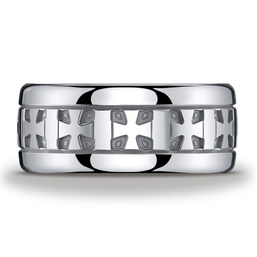 Argentium Silver 10mm Comfort Fit Celtic Cross Design Band