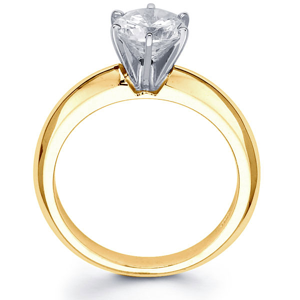 Rounded Design 14K Round Diamond Solitaire Ring 0.20 - 1.50 ct