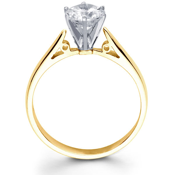 Circle Design Tapered 14K Gold Round Diamond Engagement Ring 0.20 - 1.50 ct