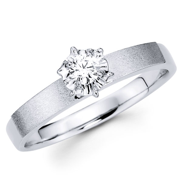 Round Diamond 14K White Gold Engagement Ring