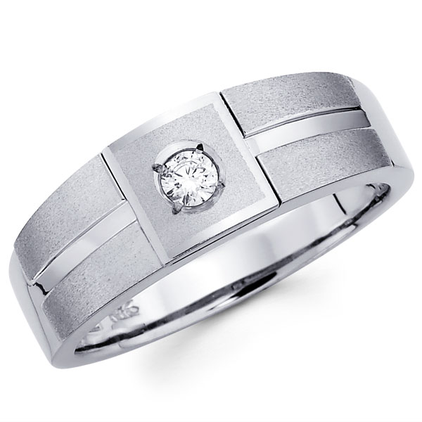 diamond 14k white gold mens wedding ring round diamond 14k white gold ...