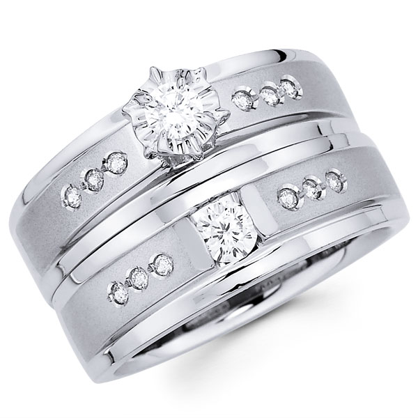 Round Diamond 14k Gold Wedding Rings
