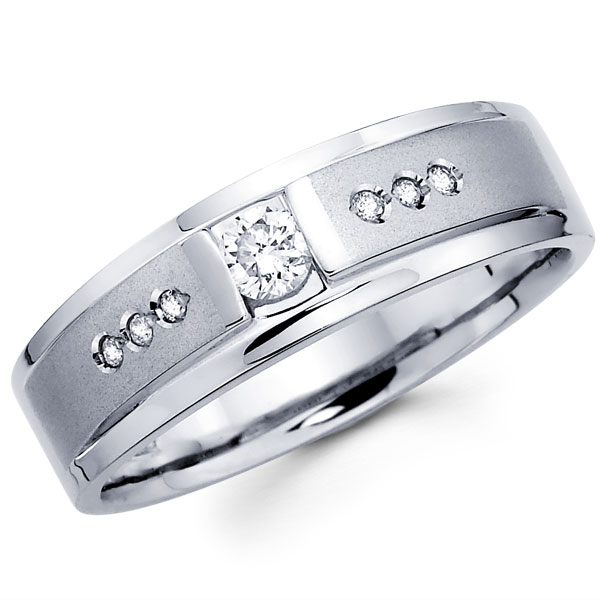 Channel Bezel Diamond 14K Gold Mens Wedding Band