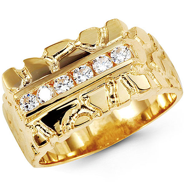 14K Nugget CZ Ring