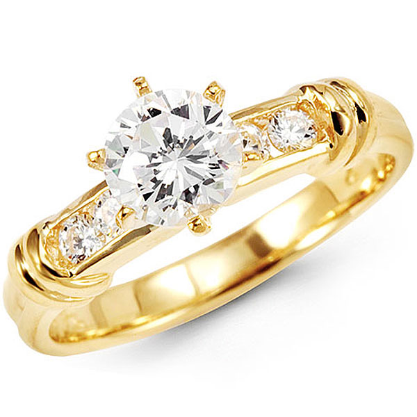 Round Cubic Zirconia Channel Set 14K Ring