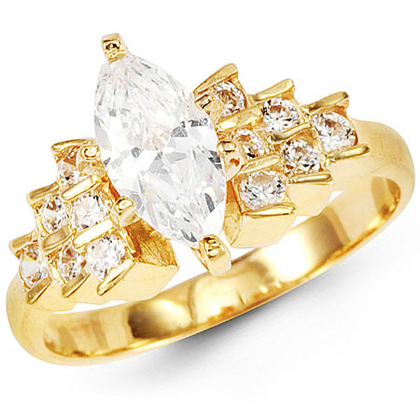 Radiant Marquise 14K Yellow Gold CZ Ring