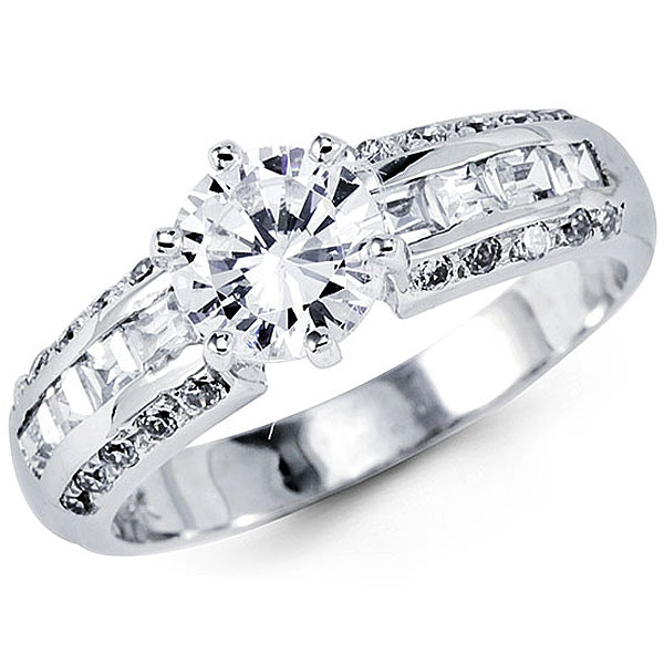 Engagement Rings on 14k White Gold Fancy Cz Engagement Ring