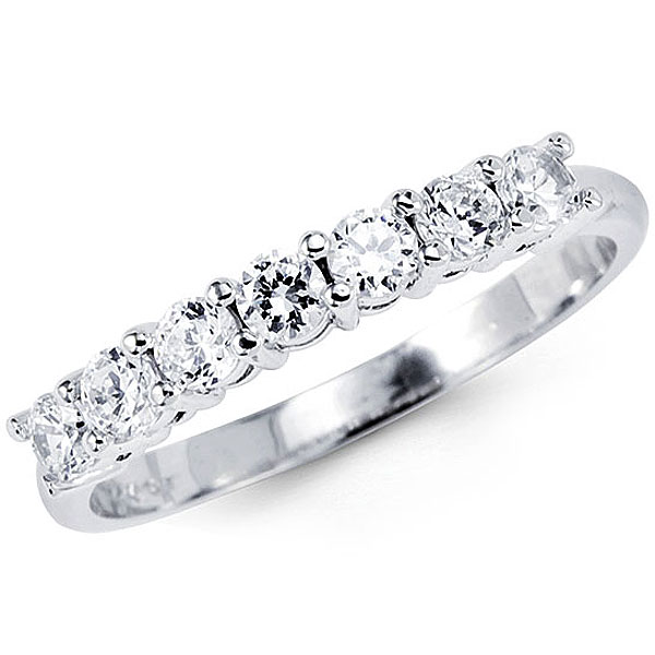 14k White Gold 7 Stone CZ Ring