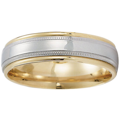 14k Milgrain Two Tone Gold Wedding Band