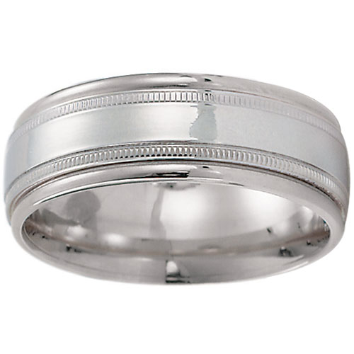 14k Designer White Gold Milgrain Wedding Ring